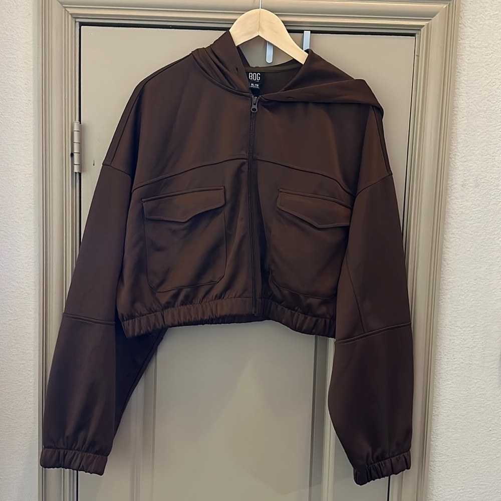 BDG Urban Outfitters Cropped Brown Jacket Hooded XL - Picture 2 of 8